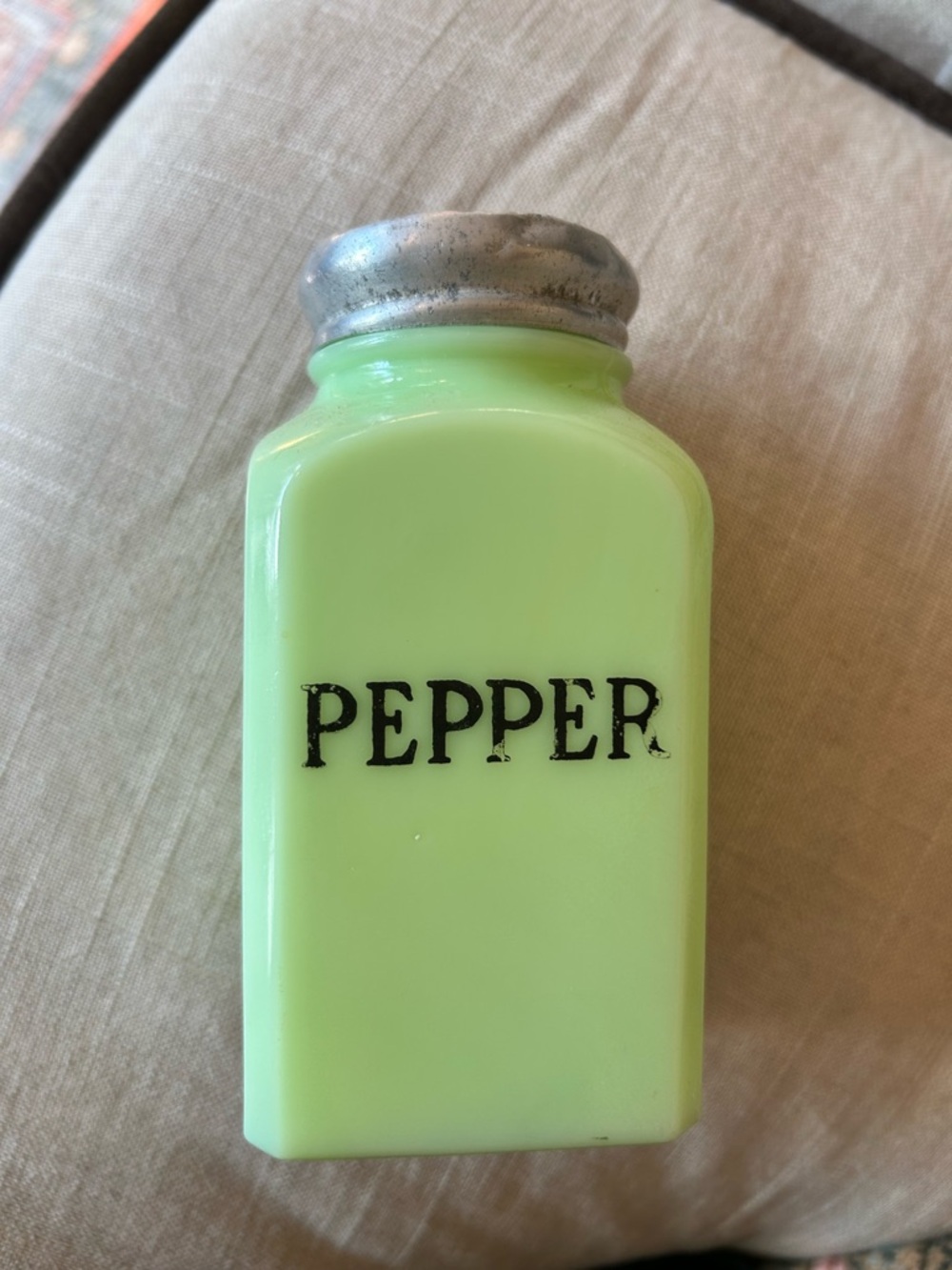 Vintage Green Jadeite “PEPPER” Shaker
